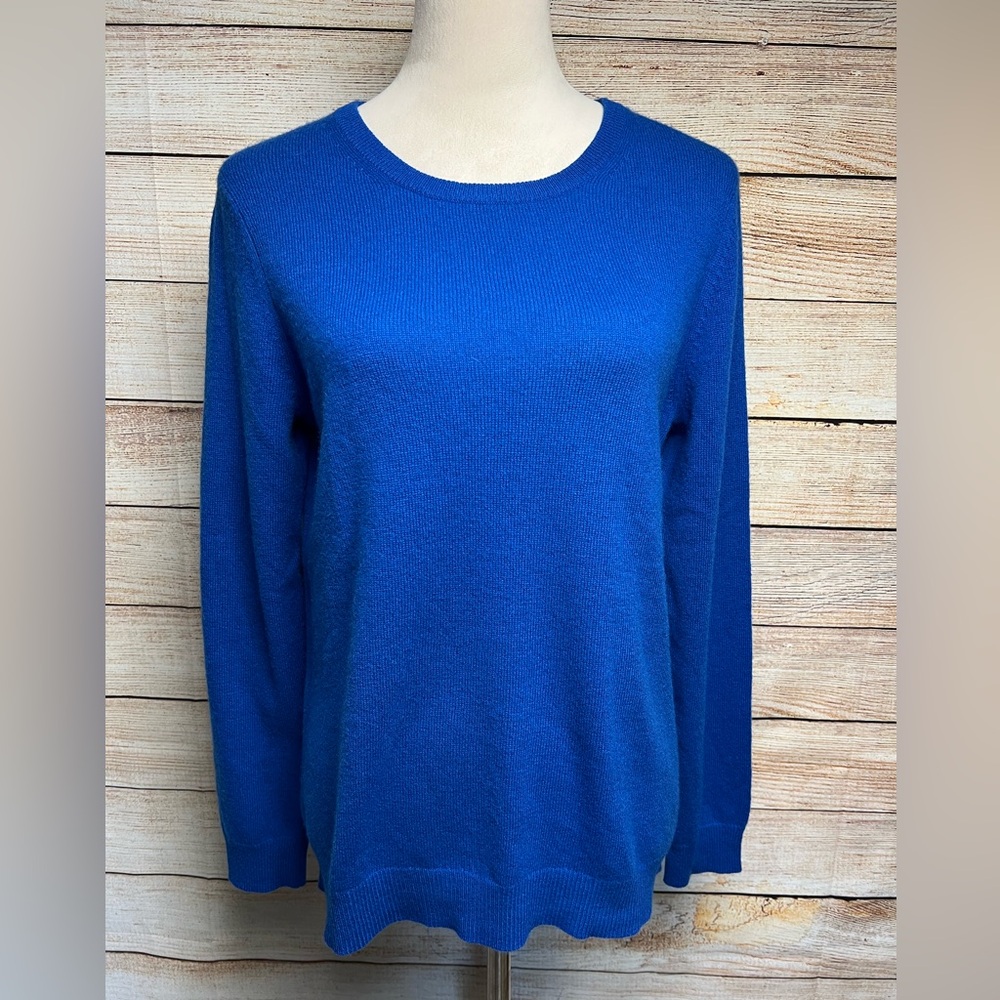 nwt Charter Club 100% Cashmere Crew Neck Tunic Sweater Sz M Blue Classic Fit